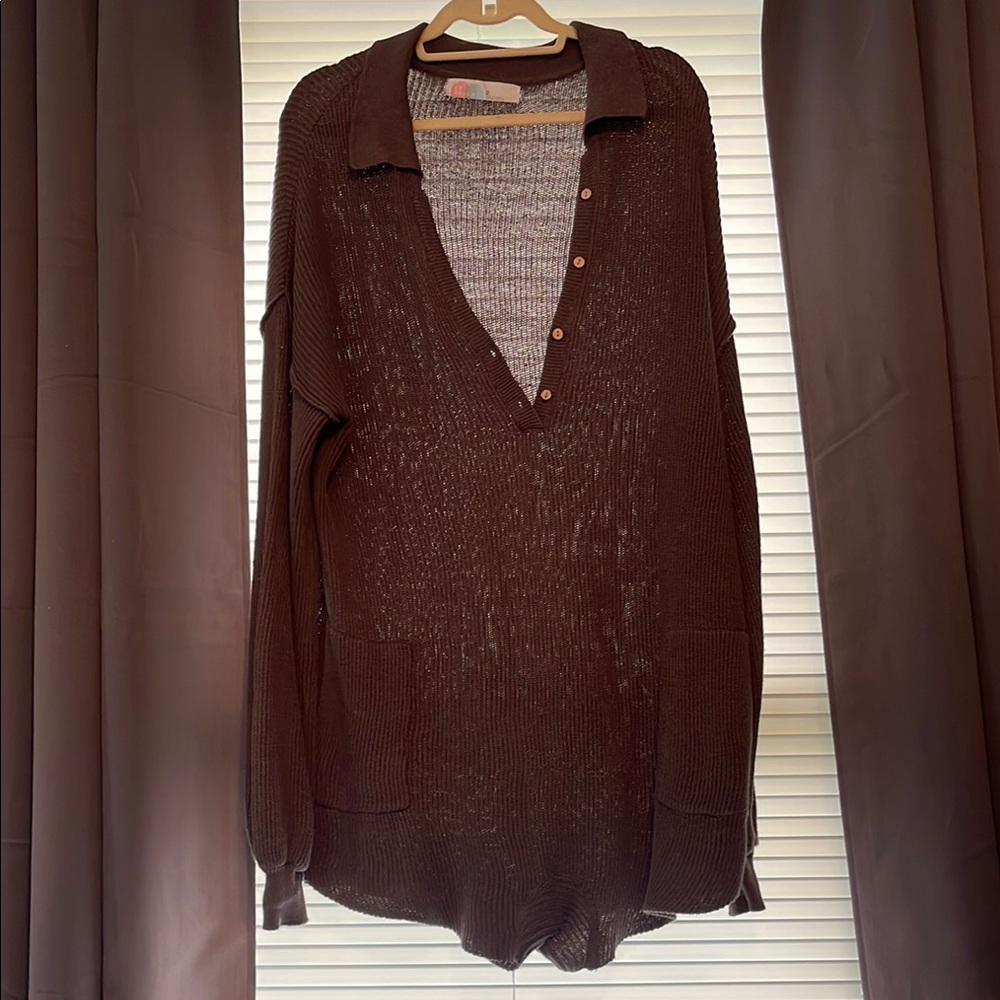 Free People Brown Knit Swim Coverup
